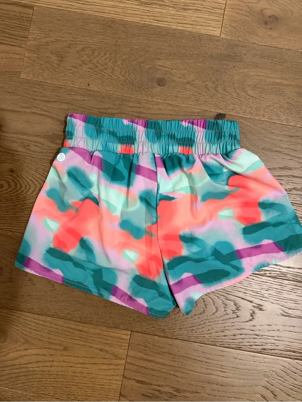 Zella Kid’s Teal, Coral & Purple Watercolor Athletic Shorts